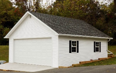 An unattached garage